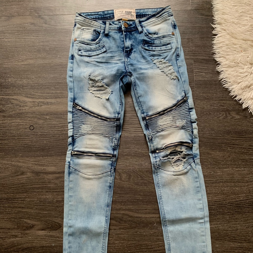 Light Wash Biker Jeans